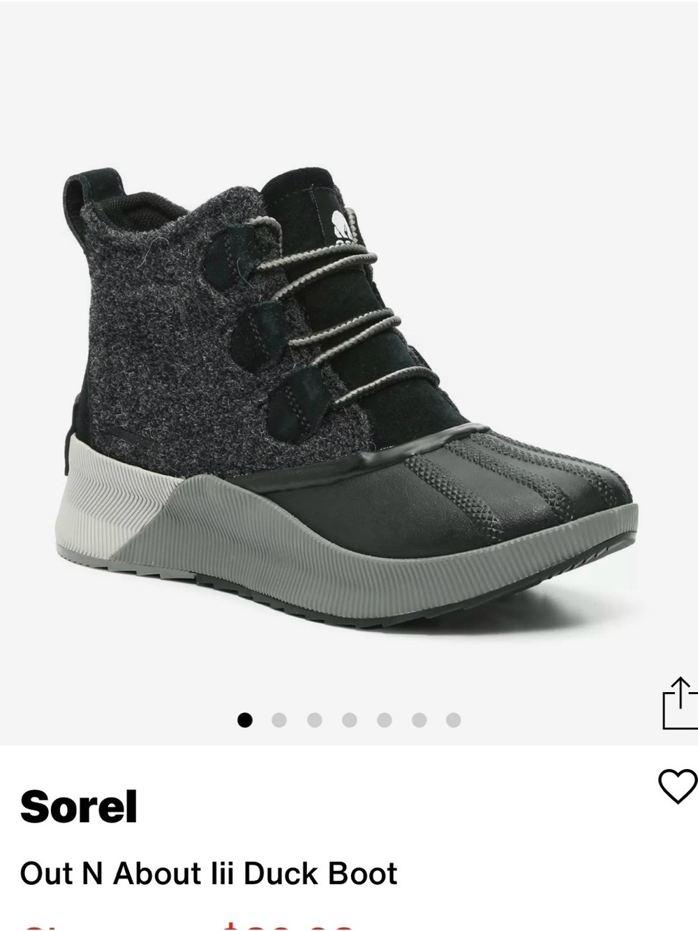 Sorel Out N About III Felt Duck Boot in Charcoal and Black